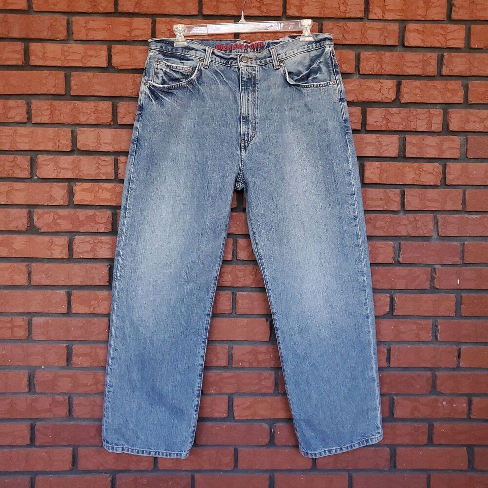 Vintage 90s Loose Fit Blue Jeans Mens 36 x 29 (Tag 38x30) 100% Cotton Y2K Skater